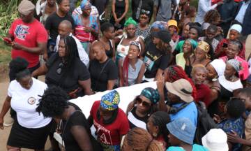 Artistes carry the casket bearing the body of their colleague Stella January in Mufakose, Harare, on Friday. - Pictures: Innocent Makawa